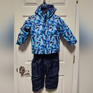 Boy's Cat & Jack 3-in-1 Winter Coat Blue Geometric Print and Snow Pants Set - 4T